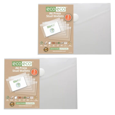 Picture of ECO-ECO A6 95% RECYCLED CLEAR TRANSPARENT PRESS STUD WALLET (UK STOCK).