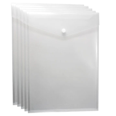 Picture of ECO-ECO A4 95% RECYCLED CLEAR TRANSPARENT PORTRAIT PRESS STUD WALLET (UK STOCK).