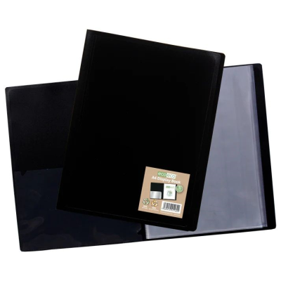 Picture of ECO-ECO A4 100% RECYCLED 10 POCKET BLACK FLEXICOVER DISPLAY BOOK (UK STOCK).