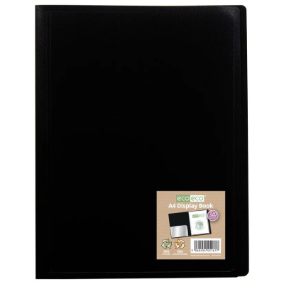 Picture of ECO-ECO A4 100% RECYCLED 120 POCKET BLACK FLEXICOVER DISPLAY BOOK (UK STOCK).