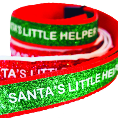 Picture of 20MM PRE-PRINTED CHRISTMAS GLITTER LANYARD in White & Red (Uk Stock)