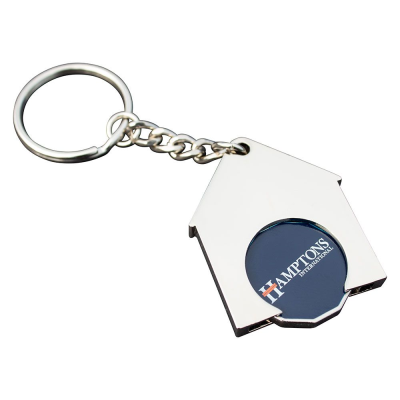 Picture of HOUSE SHAPE TROLLEY COIN KEYRING (FULL COLOUR PRINT)