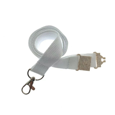 Picture of 20MM FLAT RECYCLED PET LANYARD in White (Uk Stock).