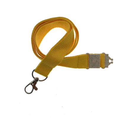Picture of 20MM FLAT RECYCLED PET LANYARD in Yellow PMS 109 (Uk Stock).