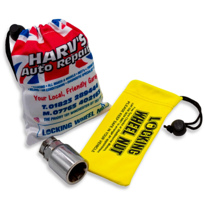 SMALL LOCKING WHEEL NUT BAG (120X60MM: MICROFIBRE).