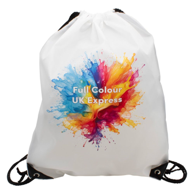Picture of NYLON DRAWSTRING BAG - WHITE (UK STOCK)