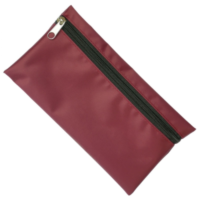 Picture of NYLON PENCIL CASE in Burgundy with Black Zip.