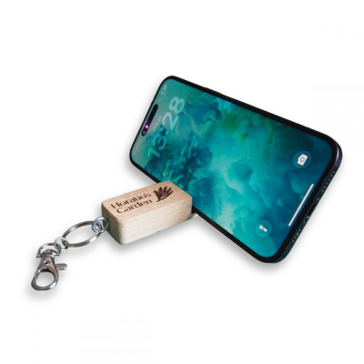 Picture of OAK PHONE STAND KEYRING (UK MADE)