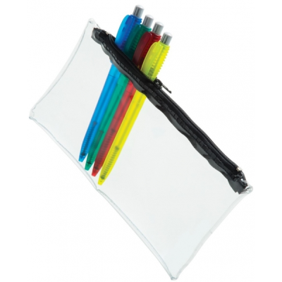 Picture of PVC PENCIL CASE (UK STOCK: CLEAR TRANSPARENT with Black Zip).