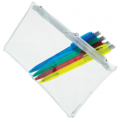 Picture of PVC PENCIL CASE (UK STOCK: CLEAR TRANSPARENT with White Zip).