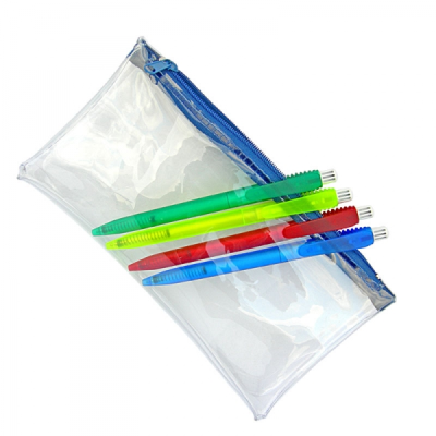 Picture of PVC PENCIL CASE (CLEAR with Blue Zip)