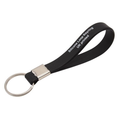 Picture of PRINTED SILICON LOOP KEYRING (UK STOCK: BLACK).