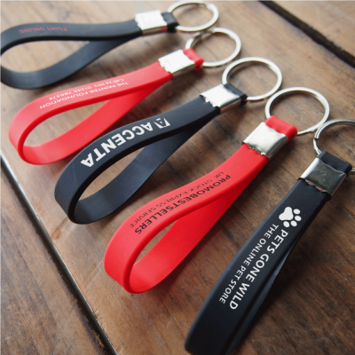 Picture of PRINTED SILICON LOOP KEYRING (UK STOCK: BLACK)