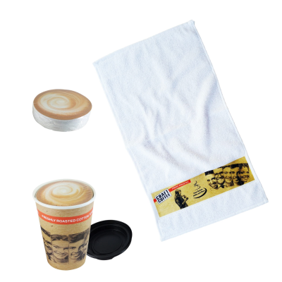 Picture of PERSONALIZED PRINTED BORDER TOWEL in a Tin (30X50 Cm).