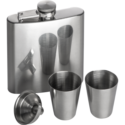 Picture of HIP FLASK SET with 2 Cup in Silver Grey 