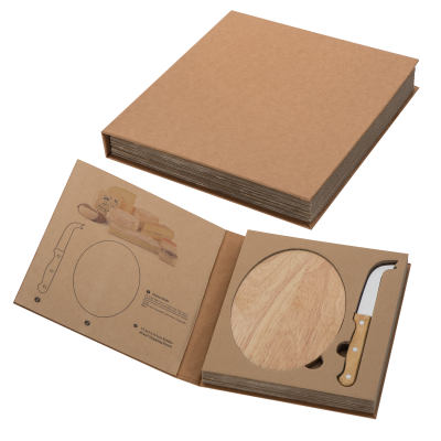 Picture of CHEESE SET with Wood Cutting Board in Beige 