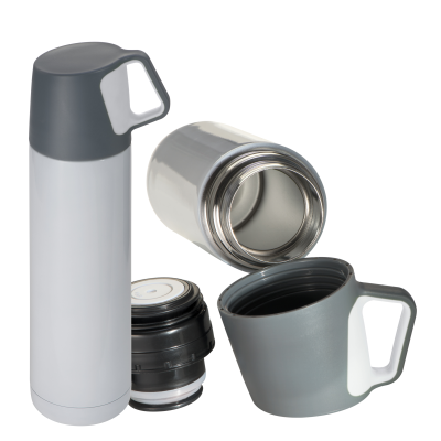 Picture of STAINLESS STEEL METAL THERMAL INSULATED FLASK in White 