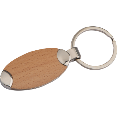 Picture of METAL-WOODEN KEYRING BALTRUM in Brown 