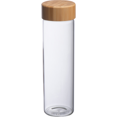 Picture of GLASS BOTTLE with Bamboo Lid Father Christmas Santa Cruz in Clear Transparent 