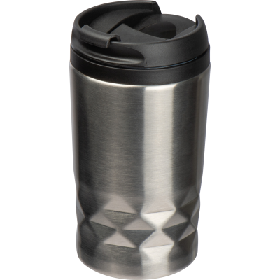 Picture of STAINLESS STEEL METAL MUG with Lid Roma in Silver Grey 