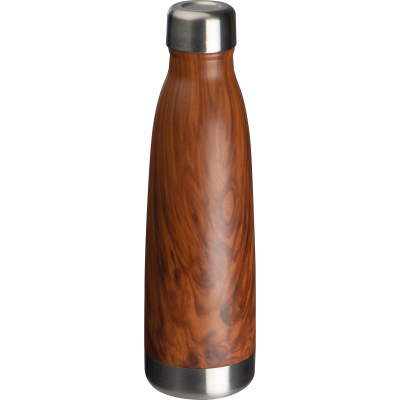 Picture of STAINLESS STEEL METAL BOTTLE with Wood Look Tampa in Brown 