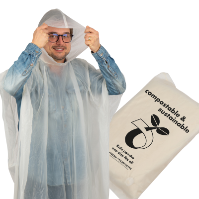 Picture of COMPOSTABLE RAIN PONCHO FLEURUS in Clear Transparent 