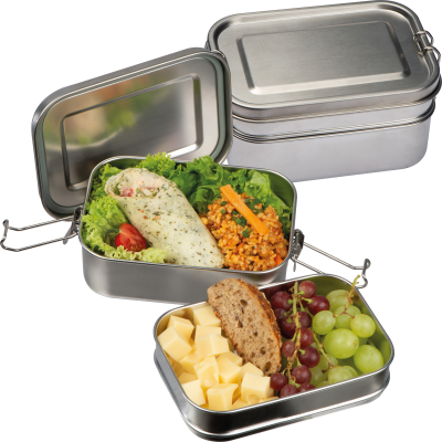 Picture of DOUBLE TIER LUNCH BOX PORTO ALEGRE in Silver Grey 