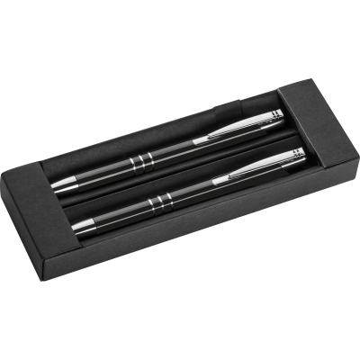 Picture of METAL PEN & PENCIL SET in Black 