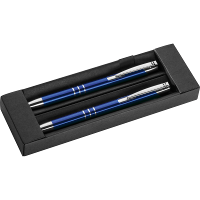 Picture of METAL PEN & PENCIL SET in Blue 