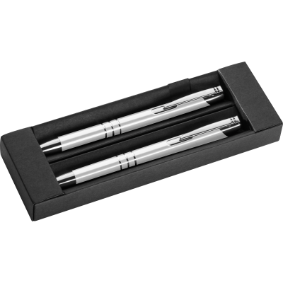 Picture of METAL PEN & PENCIL SET in White 