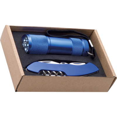 Picture of SET TORCH AND POCKET KNIFE DOVER in Blue 
