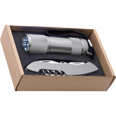 Picture of SET TORCH AND POCKET KNIFE DOVER in Silver Grey 