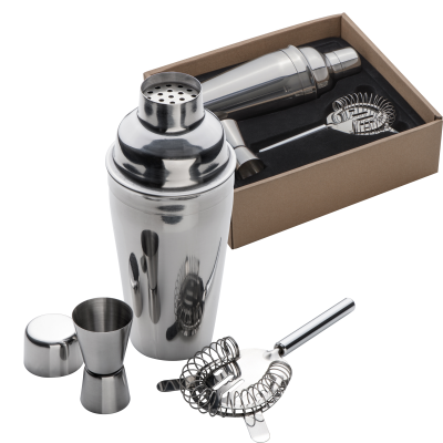 Picture of METAL COCKTAIL SET, 3-PIECE MESSINA in Silver Grey .