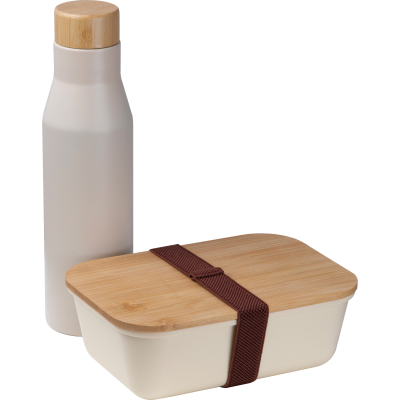 Picture of SET LUNCH BOX with Stainless Steel Metal Bottle Toronto in Beige 