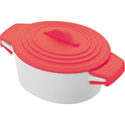 Picture of PORCELAIN POT with Siliconee Lid & Heat Protected Handles in Red 