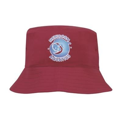 Picture of BREATHABLE POLY TWILL CHILDS BUCKET HAT WITH SEWN IN EYELETS - CHILDS SIZE (54CM).