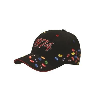 BRUSHED HEAVY COTTON BASEBALL CAP with Jelly Beans Embroidery.