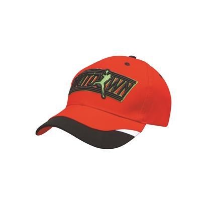 Picture of BRUSHED HEAVY COTTON BASEBALL CAP with Peak Insert & Printed Trim.