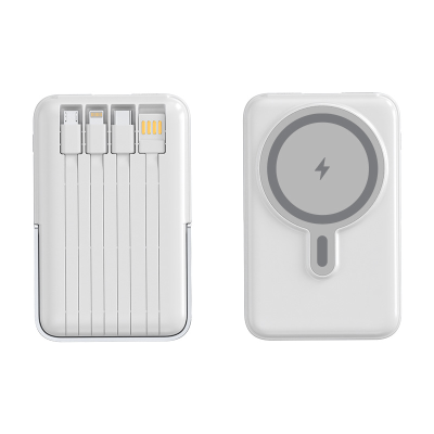Picture of P90 10000MAH MAGSAFE POWER BANK with Built in Cables in Black or White.