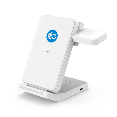 Picture of W41 FOLDING 3 in 1 Cordless Charger Stand in Black or White.