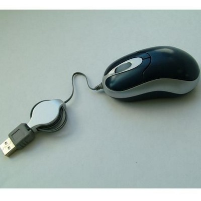 Picture of RETRACTABLE OPTICAL MOUSE in Black & Silver.