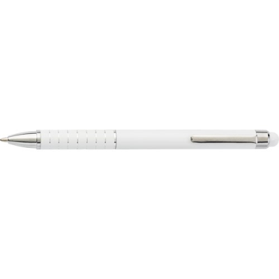 Picture of ALUMINIUM METAL BALL PEN with Stylus in White