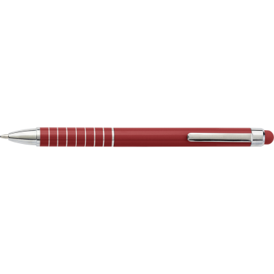 Picture of ALUMINIUM METAL BALL PEN with Stylus in Red.