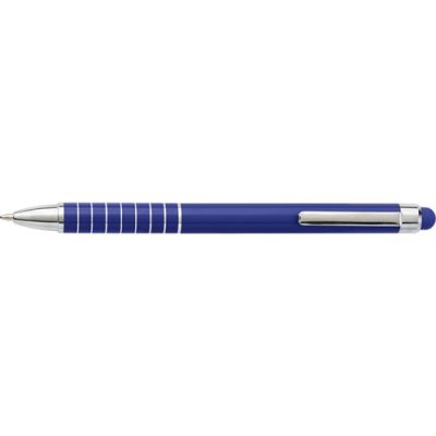 Picture of ALUMINIUM METAL BALL PEN with Stylus in Cobalt Blue