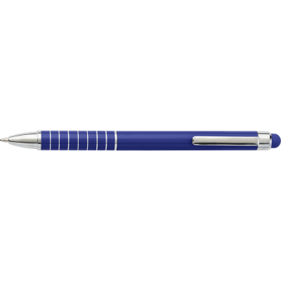 Picture of ALUMINIUM METAL BALL PEN with Stylus in Cobalt Blue.