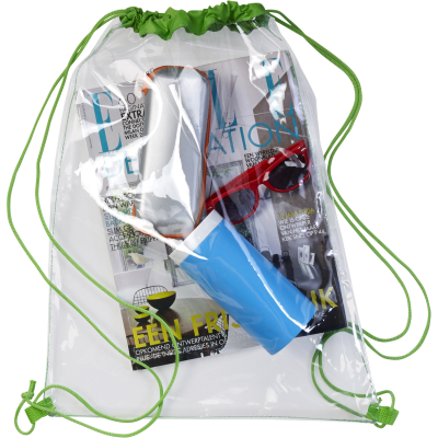 Picture of CLEAR TRANSPARENT BACKPACK RUCKSACK in Lime.