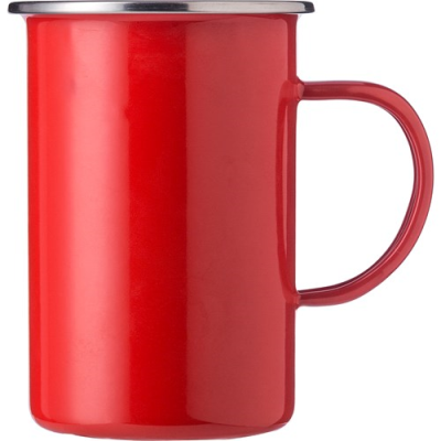 Picture of ENAMELLED STEEL MUG (550ML) in Red.