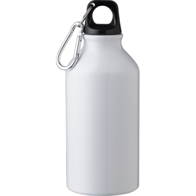 Picture of RECYCLED ALUMINIUM METAL BOTTLE (400ML) SINGLE WALLED in White.