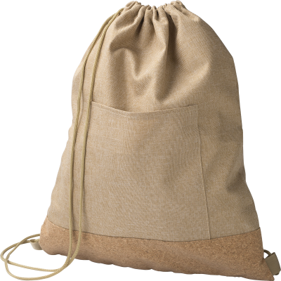 Picture of RPET DRAWSTRING BAG in Khaki.