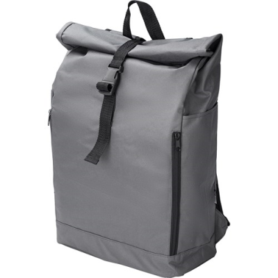 Picture of RPET ROLL TOP BACKPACK RUCKSACK in Grey.